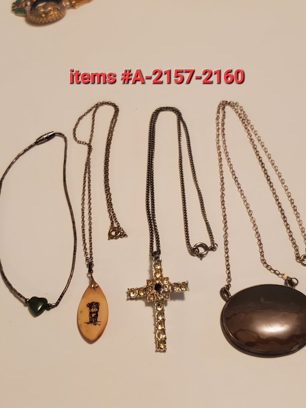 3 Silver chain Necklaces w/pendants & 1 silver bracelet, # A-2157-2160, wt .27gm